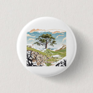 Northumberland National Park Sycamore Gap Tree 1 Inch Round Button