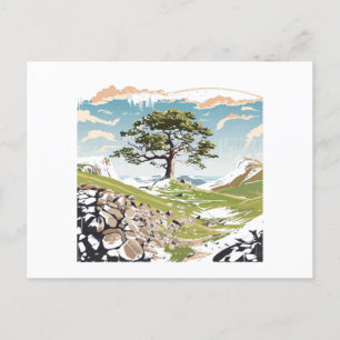 Northumberland National Park Sycamore Gap Tree Holiday Postcard