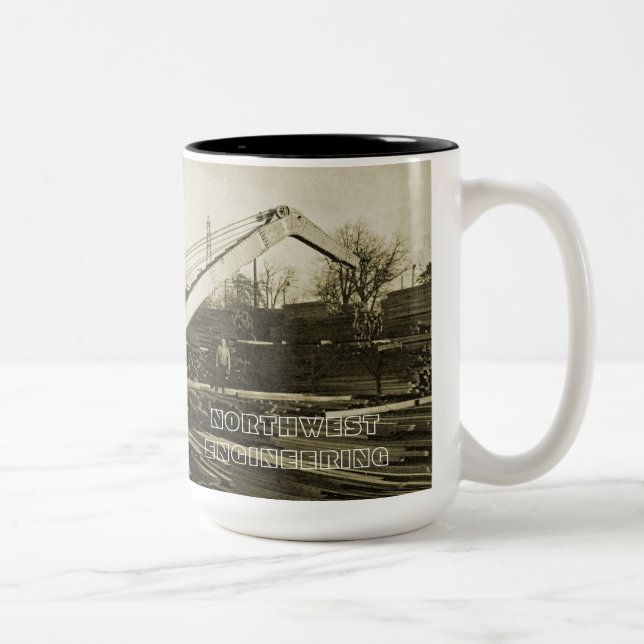Northwest Crane and Shovel OPERATING ENGINEER Two-Tone Coffee Mug (Right)