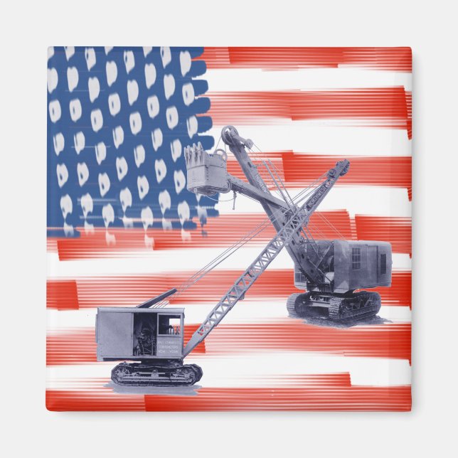 Northwest Crane Operator and Shovel American Flag Magnet (Front)