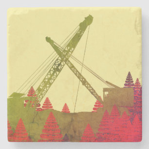 Northwest Crane operator  OPERATING ENGINEER art Stone Coaster