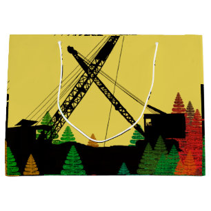Northwest Crawler Crane n Track Fantasy Art Large Gift Bag