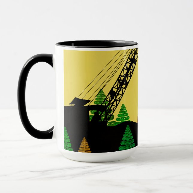 Northwest Crawler Crane n Track Fantasy Art Mug (Left)