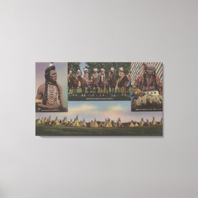 Northwest Indians - View of a Northwest Indian Canvas Print (Front)