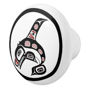 Northwest Pacific coast Haida art Killer whale Ceramic Knob