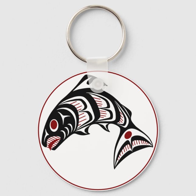 Northwest Pacific coast Haida art Salmon Keychain (Front)