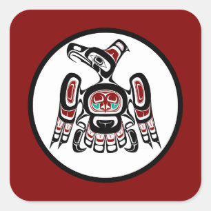 Northwest Pacific coast Kaigani Thunderbird Square Sticker