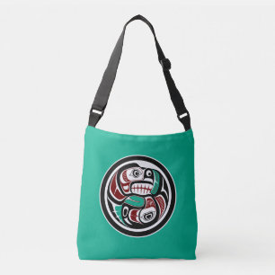 Northwest Pacific Coast Otter Chasing Salmon Crossbody Bag
