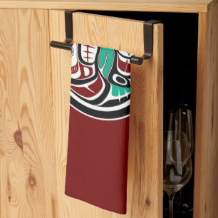 Northwest Pacific coast Otter chasing Salmon Kitchen Towel