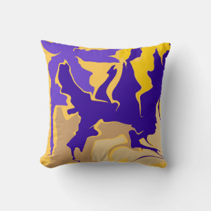 Northwest Purple, Yellow and Beige Swirls  Throw Pillow
