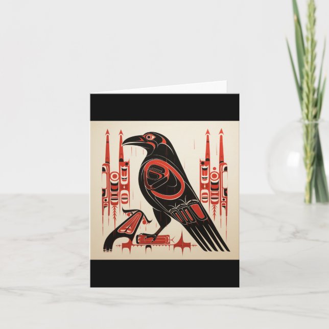 Northwestern art style raven note card (Front)