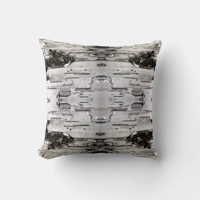Northwoods Theme Birch Bark Throw Pillow (Front)