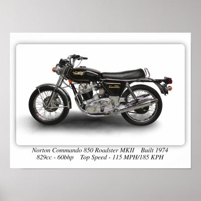 Norton Commando 850 Roadster MKII Poster - A3 (Front)