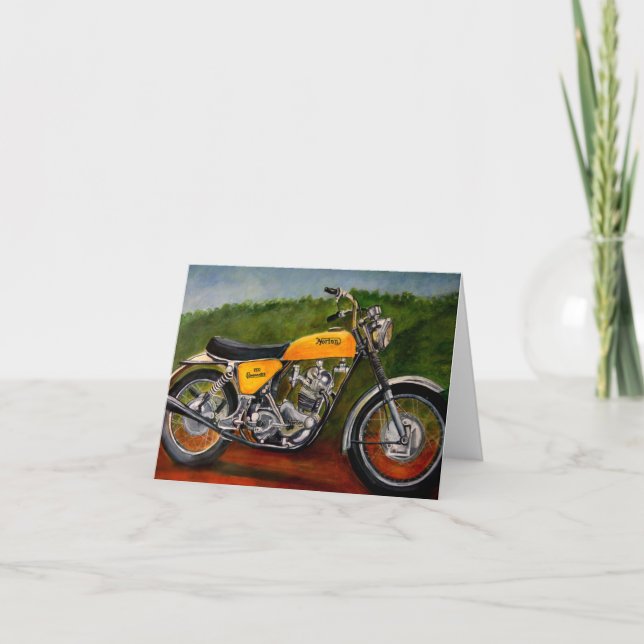 norton commando motorbike yellow bike classic bike card (Front)