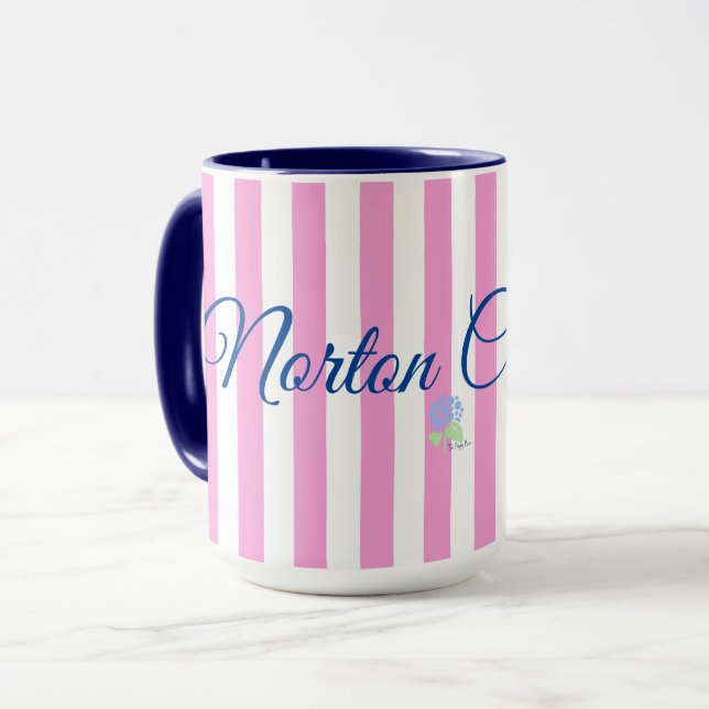 Norton Commons pink stripe mug (Front Left)