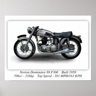 Norton Dominator 88 F300 Motorcycle - A3 Size Poster