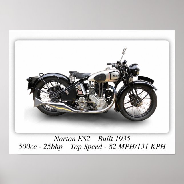 Norton ES2 Motorcycle - A3 Taille Imprimer Poster (Devant)