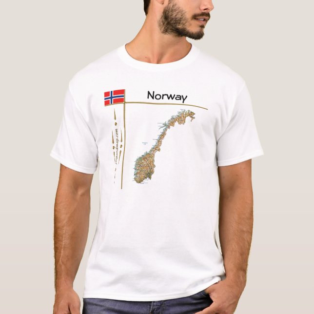 Norvège Carte + Indicateur + Titre T-shirt (Devant)