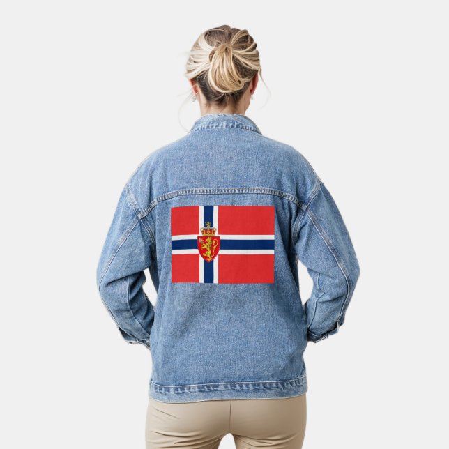Norvège, pavillon norvégien, avec armoiries/bleu (Modèle)