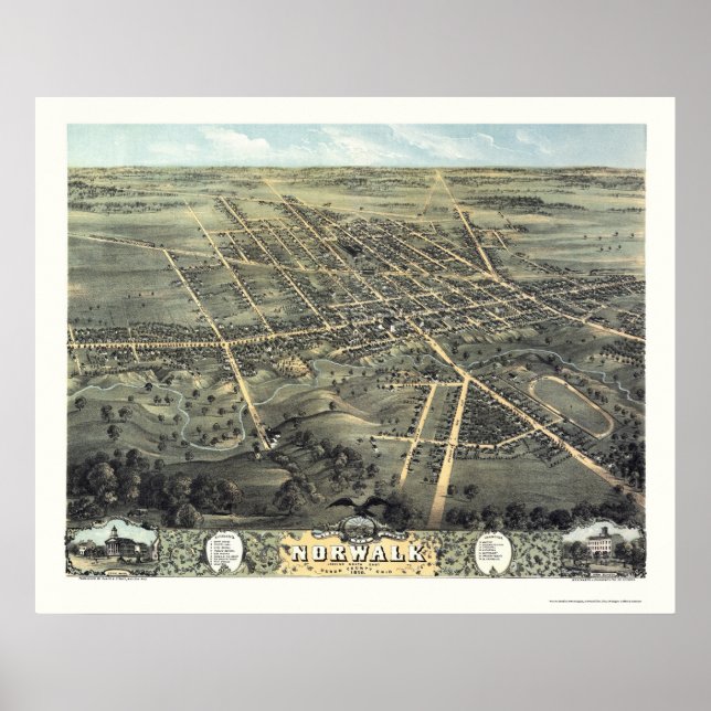 Norwalk, OH Panoramic Map - 1870 Poster (Front)