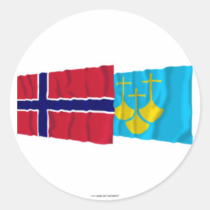 Norway and Møre og Romsdal waving flags Classic Round Sticker