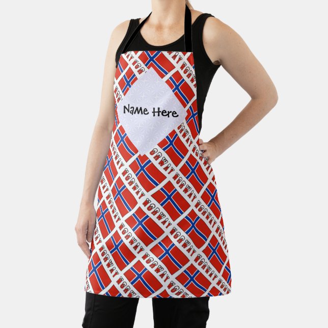 Norway and Norwegian Flag Tiled Personalized  Apron (Insitu)