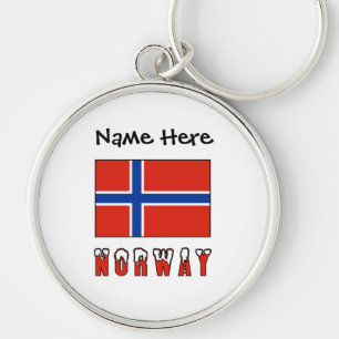 Norway and Norwegian Flag with Your Name Keychain
