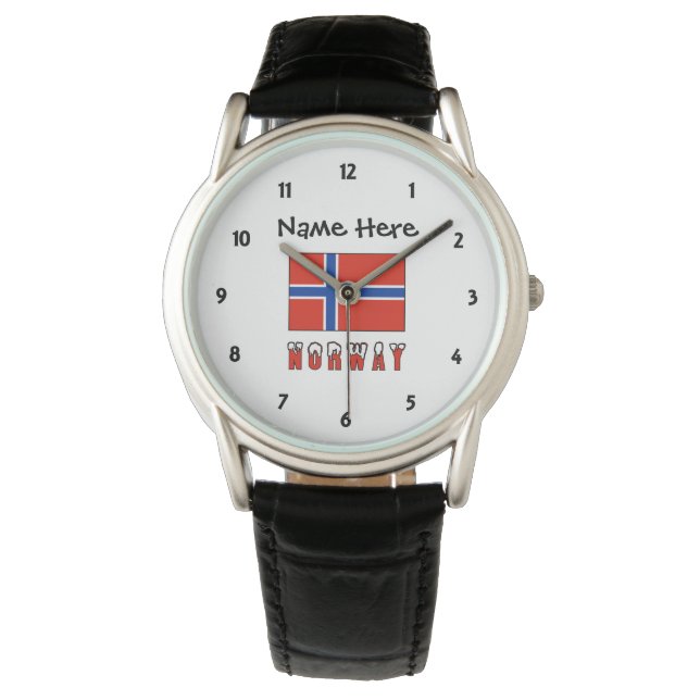 Norway and Norwegian Flag with Your Name Watch (Front)