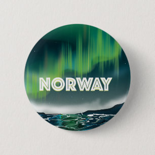 Norway Aurora Northern Lights Travel Poster 2 Inch Round Button