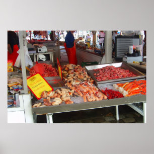 Norway, Bergen, Fish market on the waterfront Poster