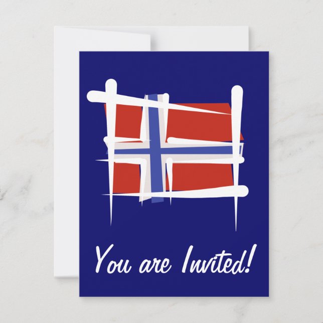 Norway Brush Flag Invitation (Front)