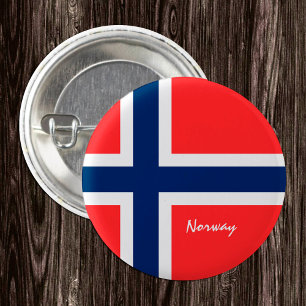 Norway button, patriotic Norwegian Flag 1 Inch Round Button