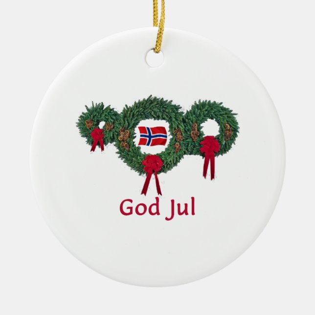 Norway Christmas 2 Ceramic Ornament (Front)