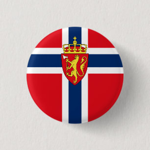 Norway coat of arms on Norway's flag, Norwegian 1 Inch Round Button
