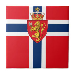 Norway coat of arms on Norway's flag, Norwegian 2 Tile