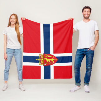 Norway coat of arms on Norway's flag, Norwegian 3a Fleece Blanket