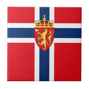 Norway coat of arms on Norway's flag, Norwegian Tile