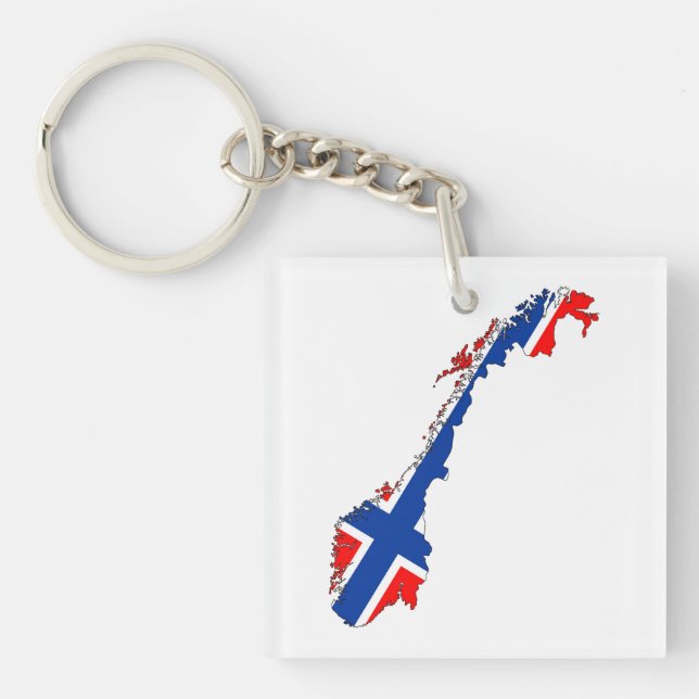 norway country flag map keychain (Front)