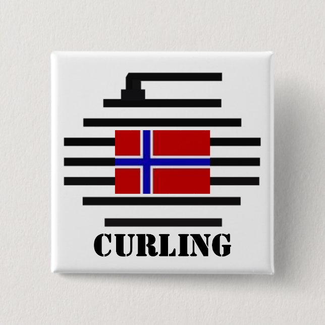 Norway Curling 2 Inch Square Button (Front)