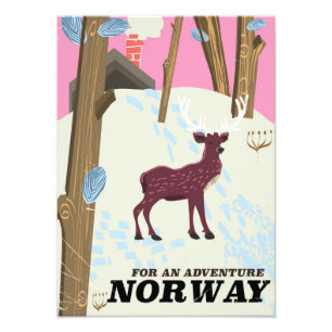 Norway deer vintage travel poster
