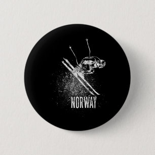 Norway Downhill Skiing Retro Design Mountain Snow 2 Inch Round Button