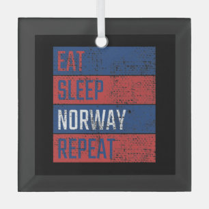 Norway - Eat Sleep Norway Repeat Glass Ornament