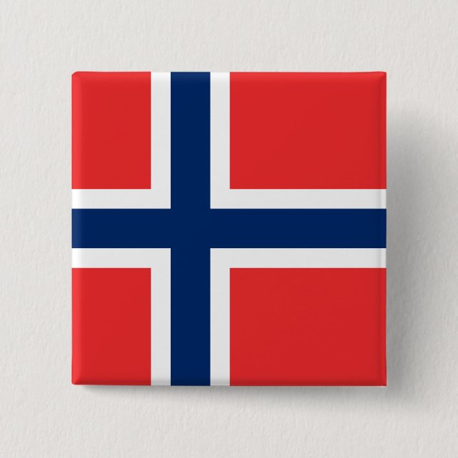 Norway Flag 2 Inch Square Button (Front)