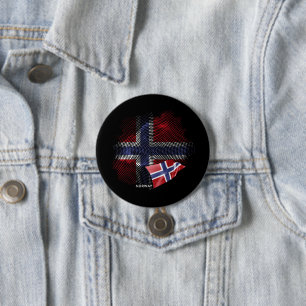 Norway flag 3 inch round button