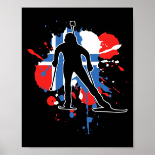 Norway Flag Biathlonist - Norwegian Biathlon 1 Poster
