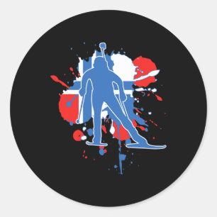 Norway Flag Biathlonist - Norwegian Biathlon Classic Round Sticker