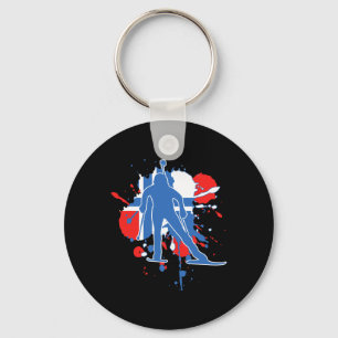 Norway Flag Biathlonist - Norwegian Biathlon Keychain