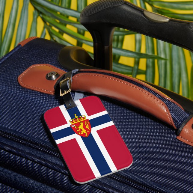 Norway Flag/ Coat of Arms Luggage Tag (Front Insitu 1)