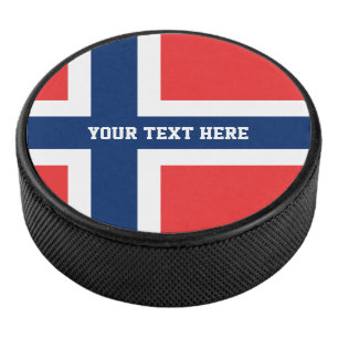 Norway flag custom hockey puck sports gift idea
