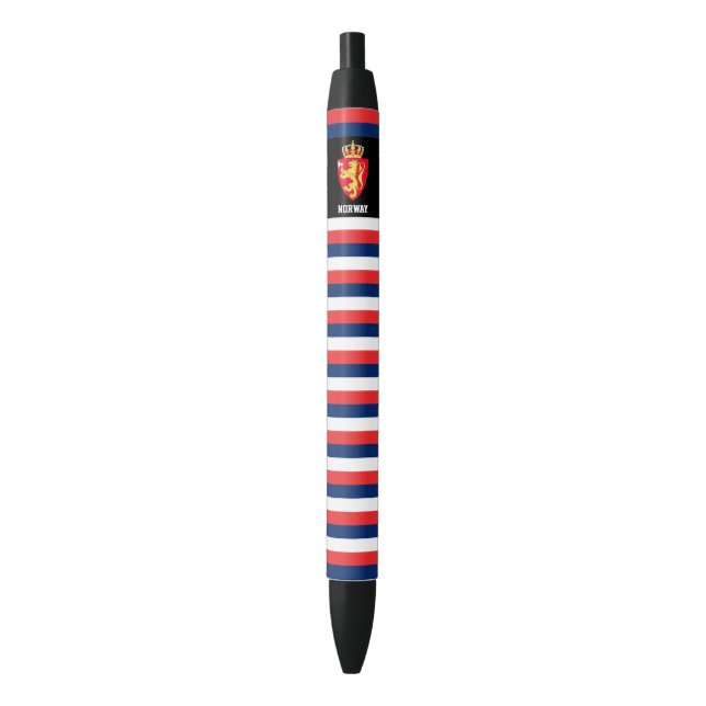 Norway Flag Cute Patriotic Black Ink Pen (Front Vertical)